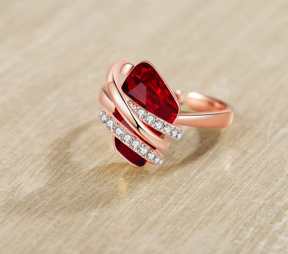 Leafael Wish Stone Women's Adjustable Open Ring Made with Swarovski Crystals Gifts for Women