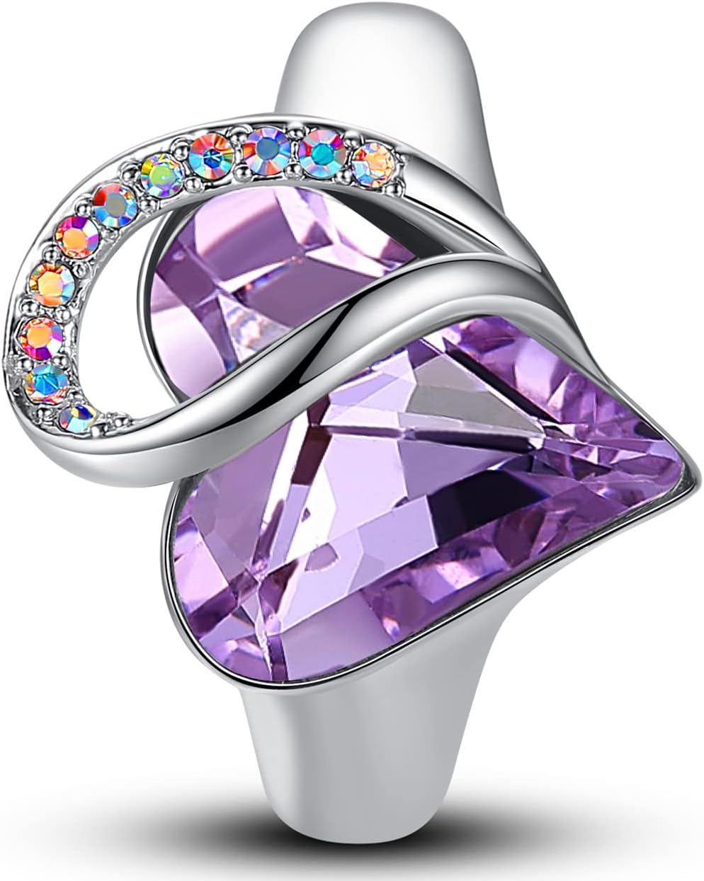 Leafael Infinity Love Women's Adjustable Heart Ring Made with Swarovski Crystals