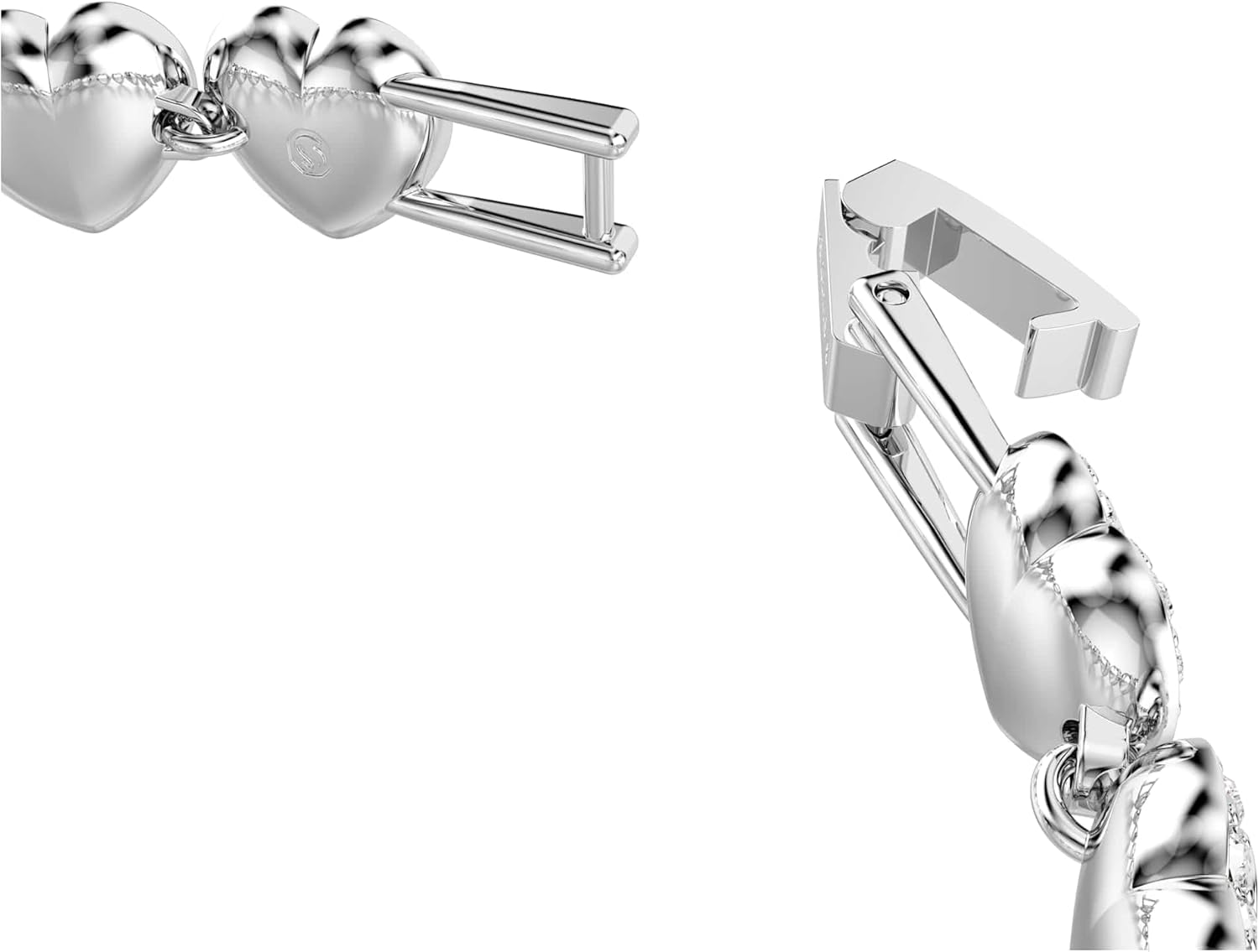 Ariana Grande x Swarovski Earrings, Necklace and Bracelet Collection, White Heart and Round Cut Crystals in a Rhodium Plated Setting