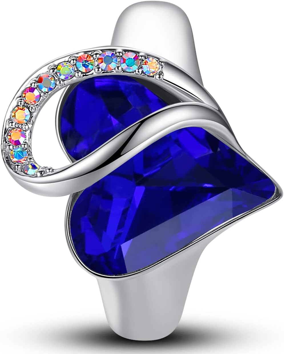 Leafael Infinity Love Women's Adjustable Heart Ring Made with Swarovski Crystals