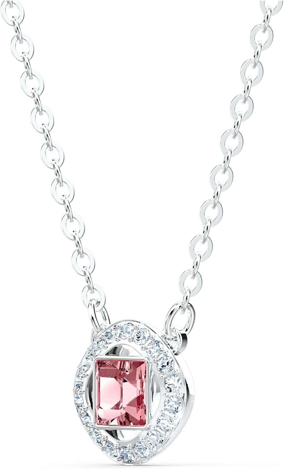 Swarovski Amazon Exclusive Una Angelic Necklace Collection, Square Cut, Blue, Pink or White Crystals in a Rhodium Plated Setting