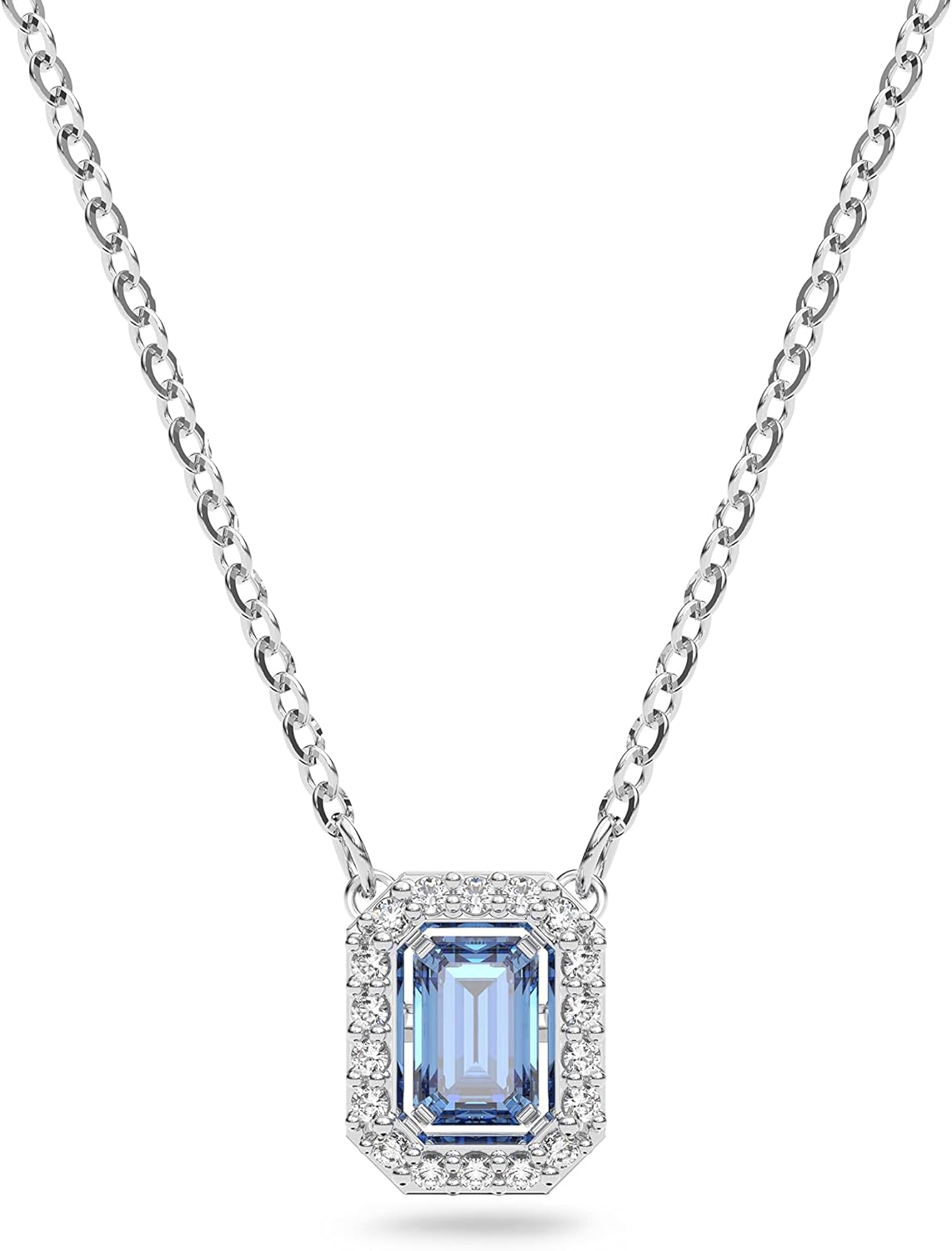 Swarovski Una Necklace Collection, Blue, Pink or White Crystals in a Rhodium or Rose Gold-Tone Plated Setting