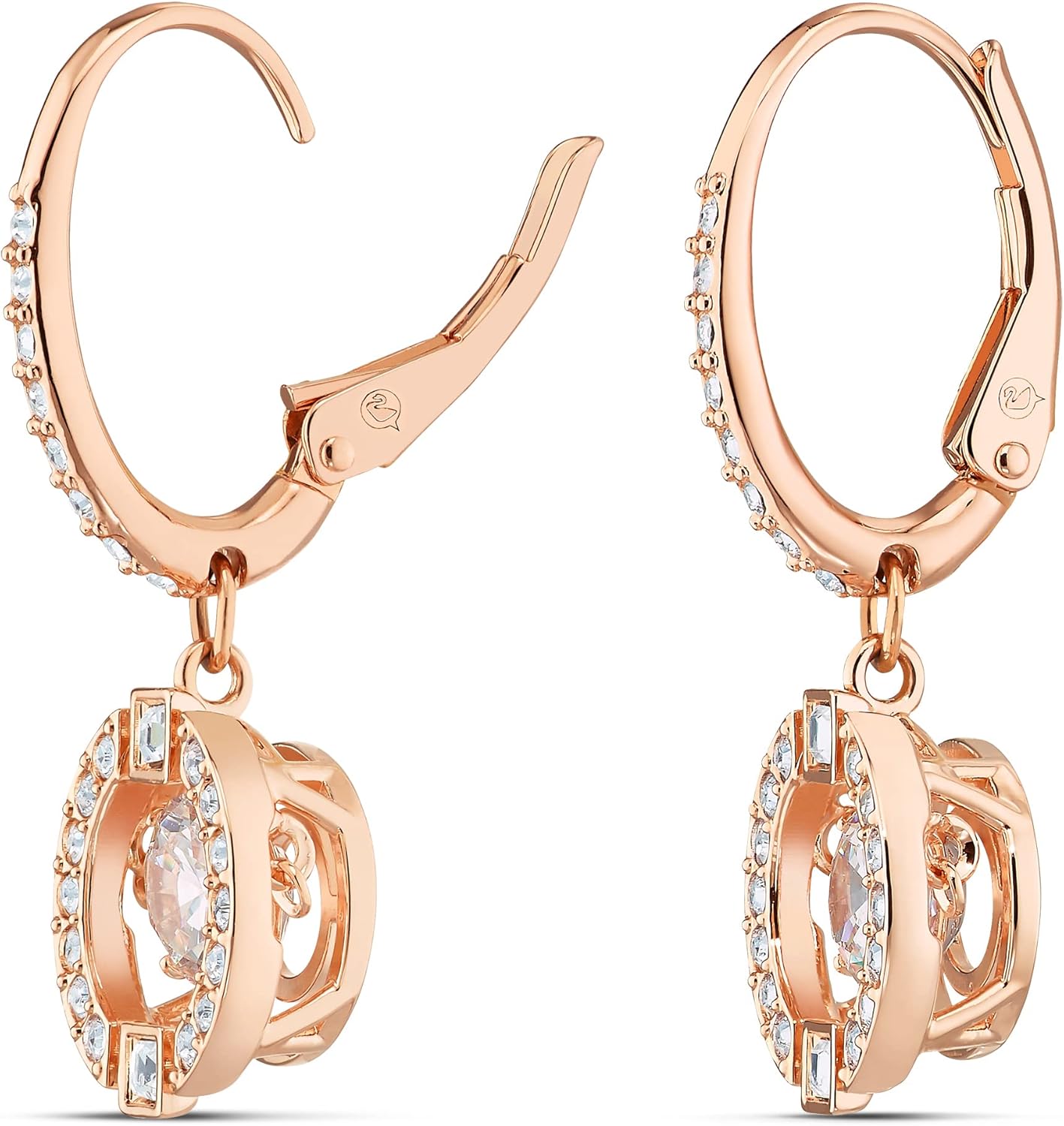 Swarovski Una Drop Earrings Collection, Pink or White Crystals in a Rose Gold-Tone Plated Setting