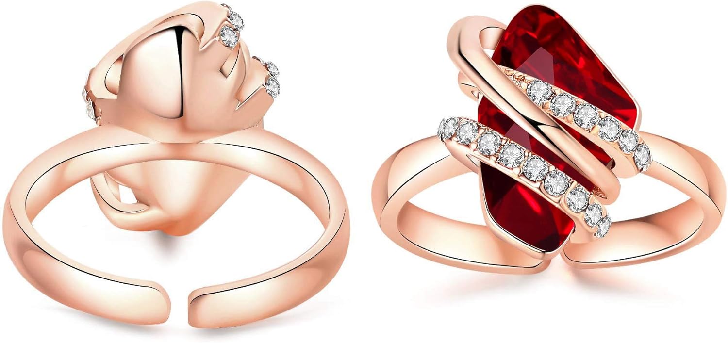 Leafael Wish Stone Women's Adjustable Open Ring Made with Swarovski Crystals Gifts for Women