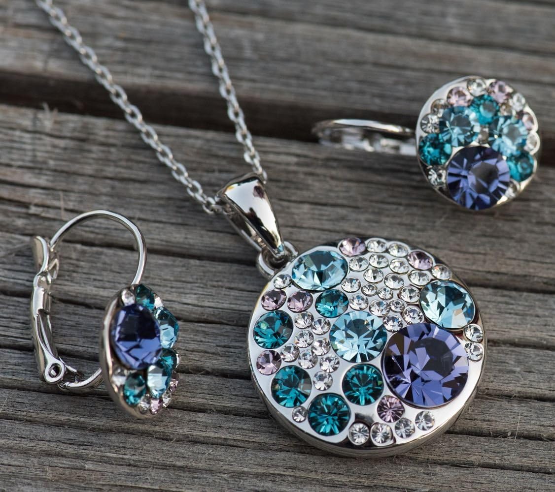 Leafael Ocean Bubble Women's Jewelry Set Made with Swarovski Crystals Costume Fashion Pendant Necklace Earring Set