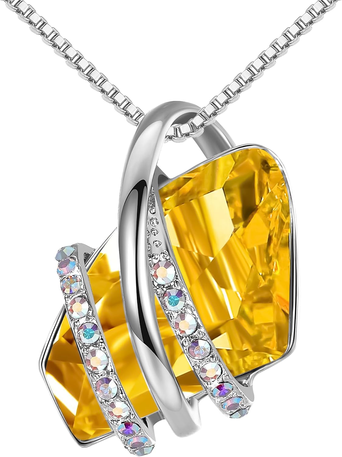 Leafael Wish Stone Pendant Necklace, Necklaces for Women with Birthstone Crystals, Allergy-Free Jewelry for Women with Gift Box, 18K Rose Gold Plated or Silver-tone Birthstone Necklace for Women