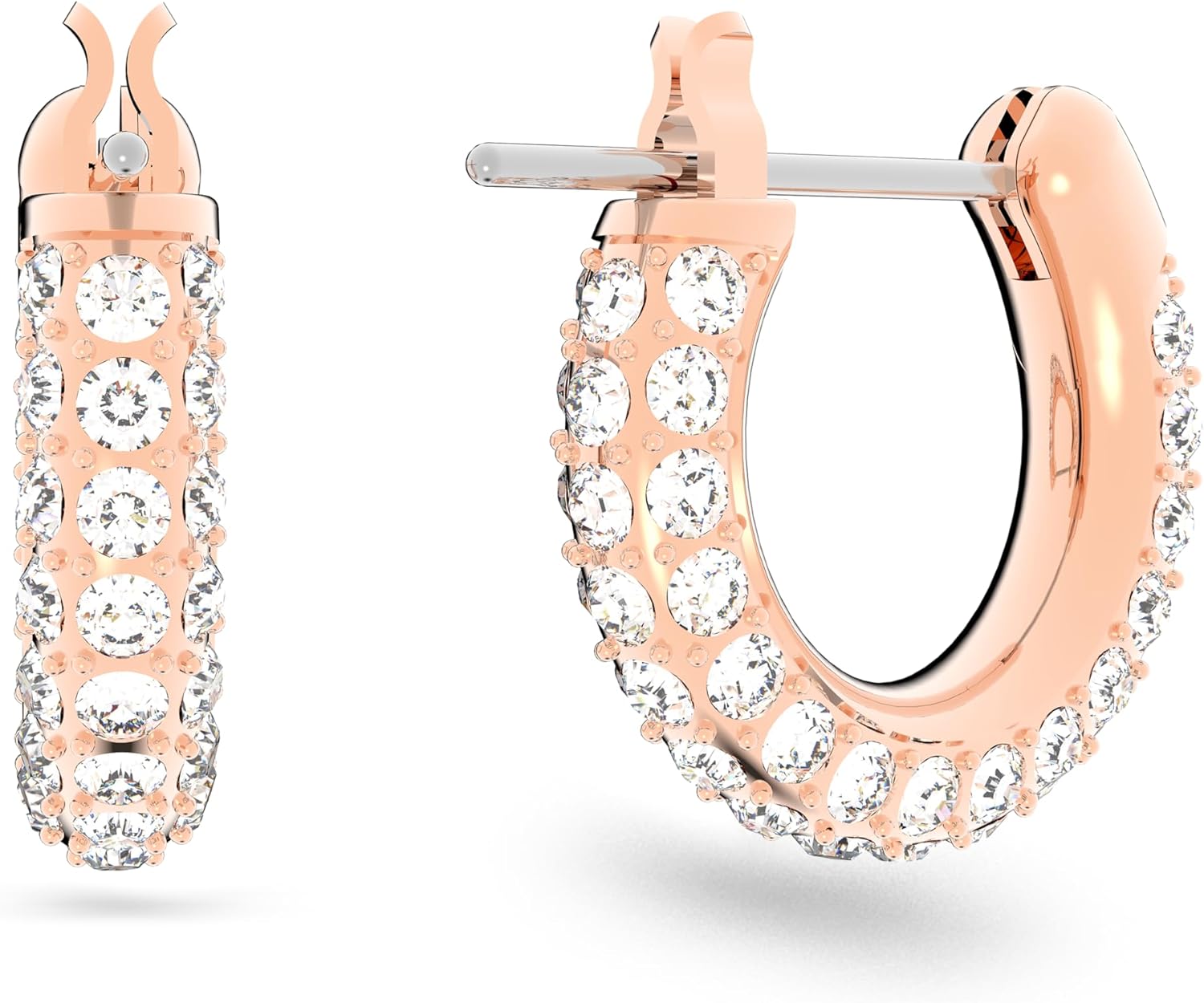 Swarovski Dextera Hoop Earrings Collection, White Crystals in a Rhodium or Rose Gold-Tone Plated Setting