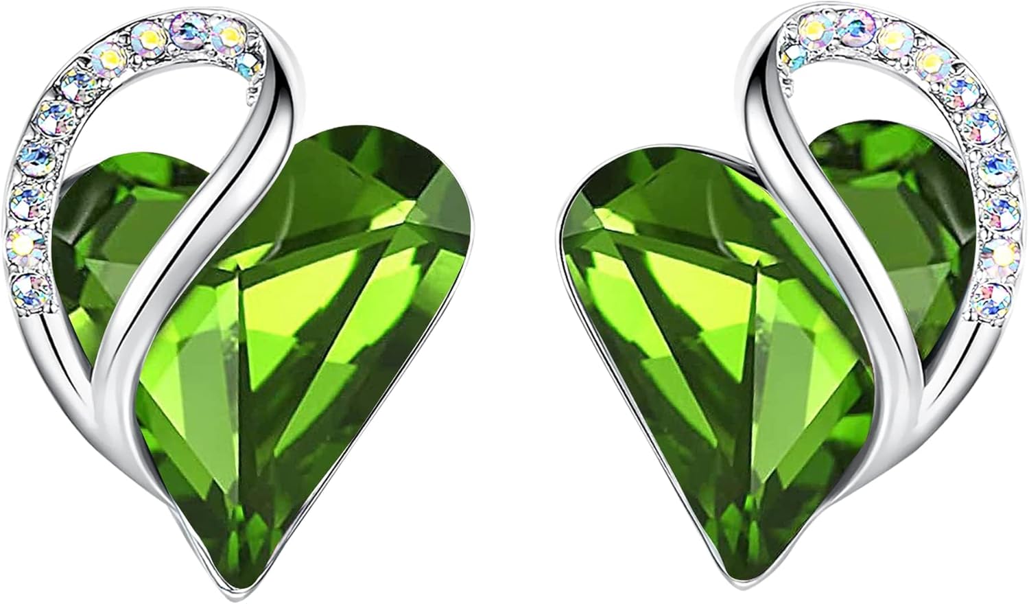 Leafael Infinity Love Heart Birthstone Earrings for Women, Crystal Stud Earrings with Healing Stones, Allergy-Free Jewelry for Women with Gift Box, Silver-tone Birthstone Crystals Earrings