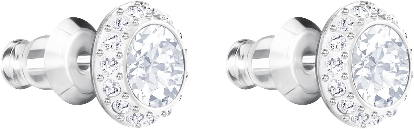 Swarovski Una Angelic Stud Earrings, White Round Cut Crystals in a Rhodium Plated Setting