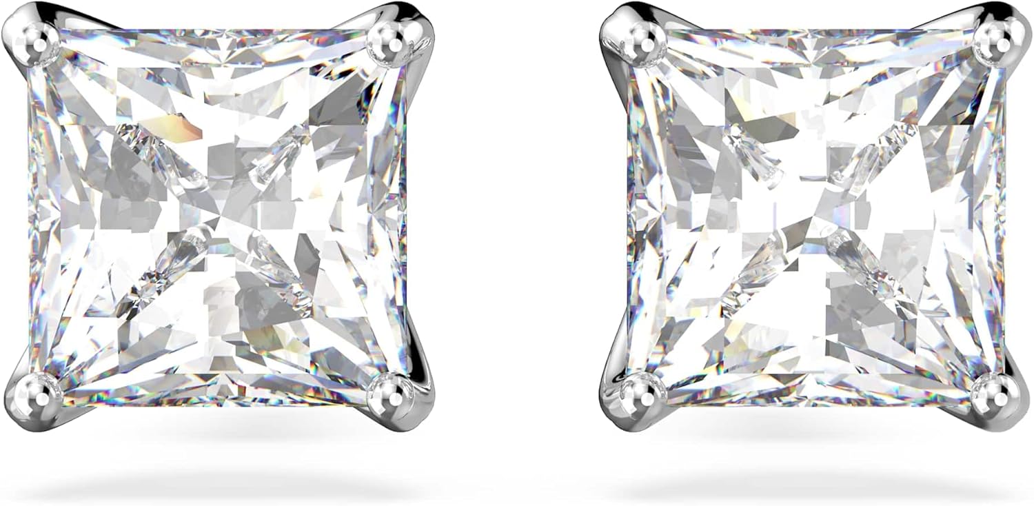 Swarovski Stilla Attract Collection, Earrings, Necklace and Ring, White Crystals in a Rhodium Plated Setting