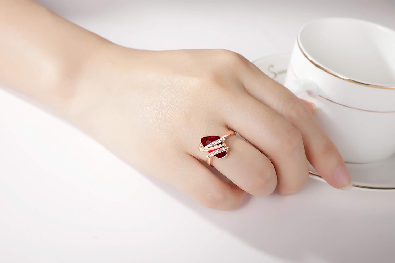 Leafael Wish Stone Women's Adjustable Open Ring Made with Swarovski Crystals Gifts for Women