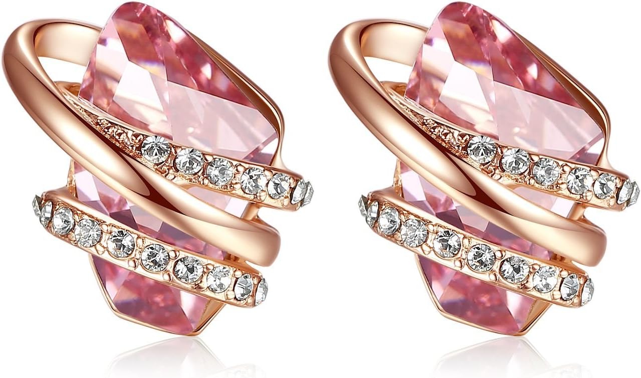 Leafael Infinity Love Heart Birthstone Earrings for Women, Crystal Stud Earrings with Healing Stones, Allergy-Free Jewelry for Women with Gift Box, Silver-tone Birthstone Crystals Earrings