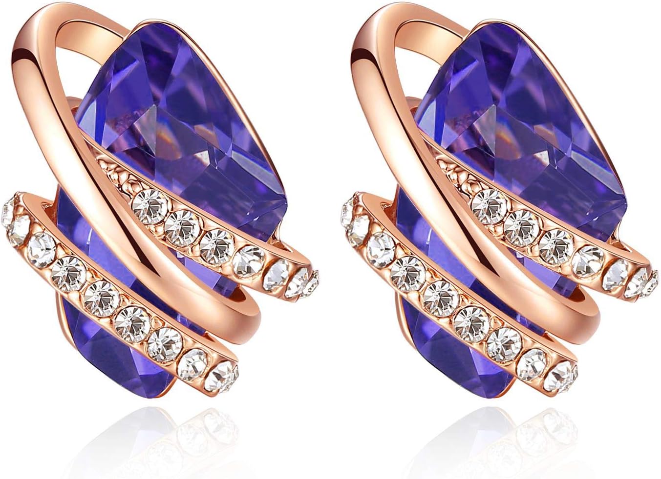 Leafael Infinity Love Heart Birthstone Earrings for Women, Crystal Stud Earrings with Healing Stones, Allergy-Free Jewelry for Women with Gift Box, Silver-tone Birthstone Crystals Earrings