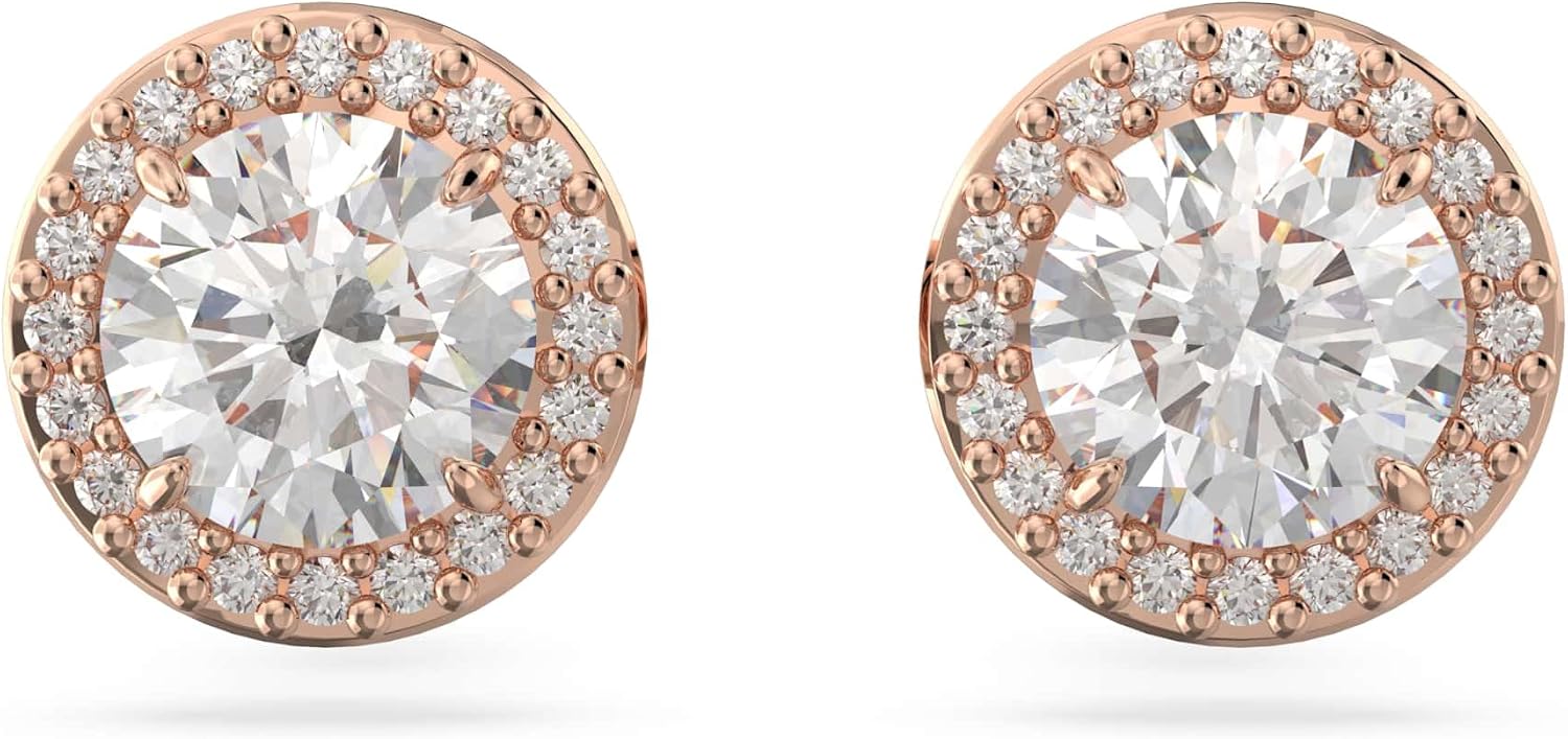 Swarovski Una Angelic Earrings Collection, White Round Cut and Pavé Crystals in a Rhodium or Rose Gold-Tone Plated Setting