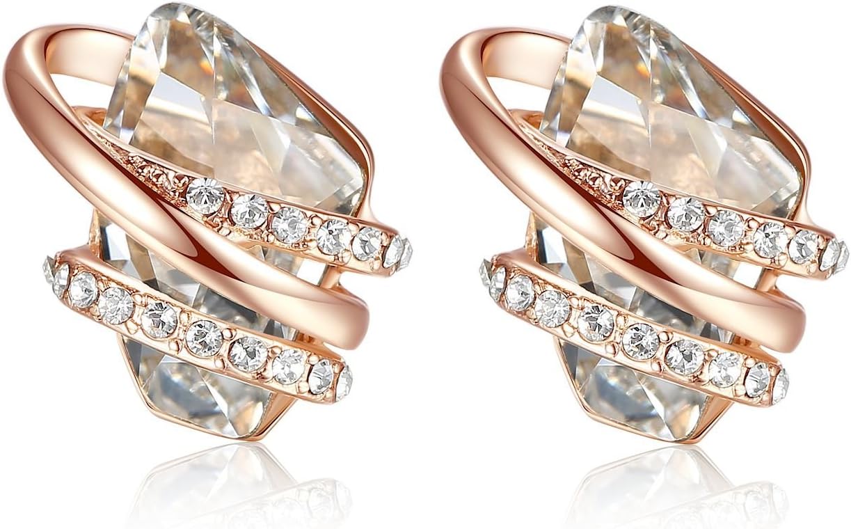 Leafael Infinity Love Heart Birthstone Earrings for Women, Crystal Stud Earrings with Healing Stones, Allergy-Free Jewelry for Women with Gift Box, Silver-tone Birthstone Crystals Earrings