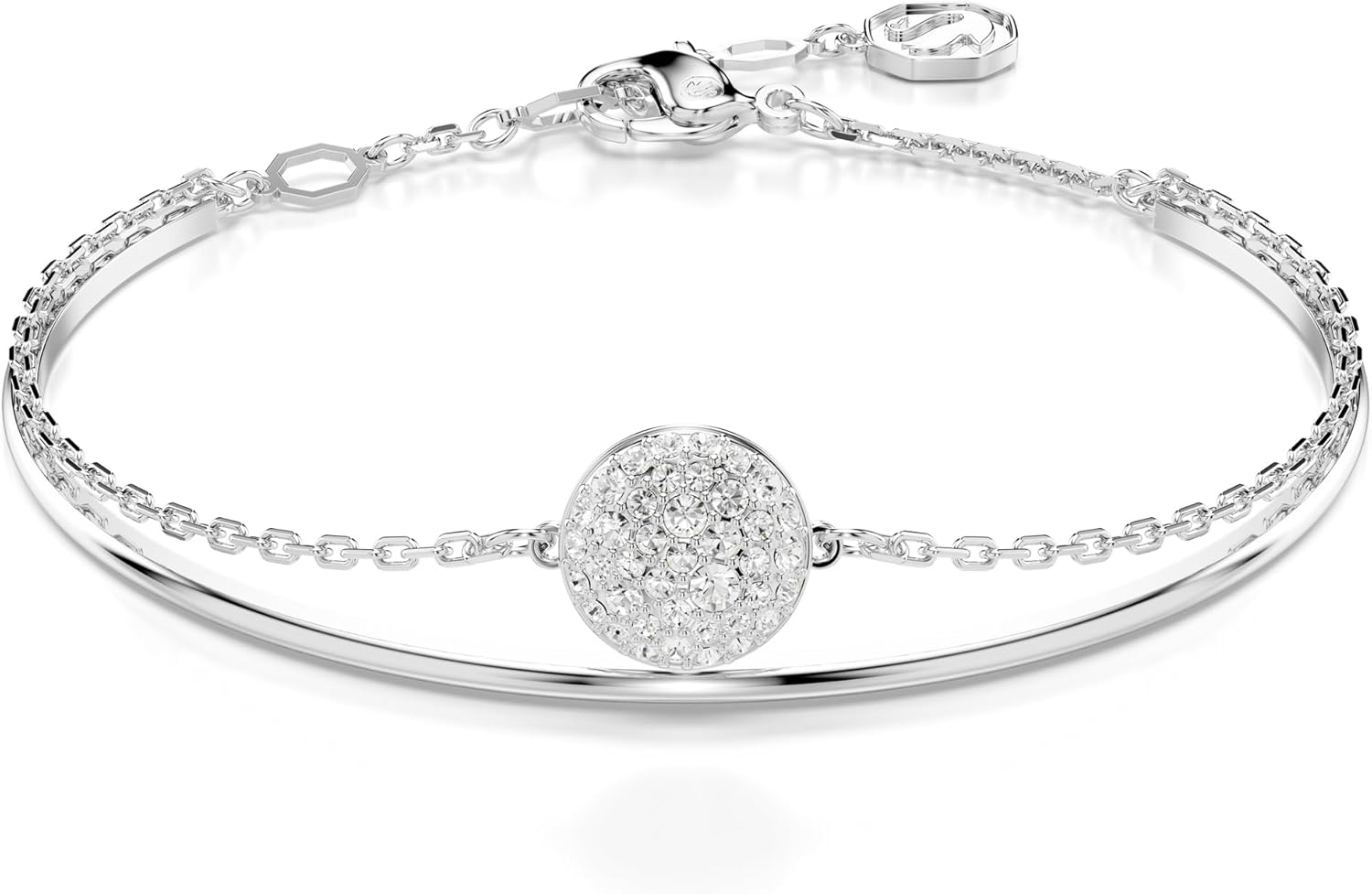 Swarovski Sublima Bangle Collection, White Crystals in a Rhodium or Rose Gold-Tone Plated Setting