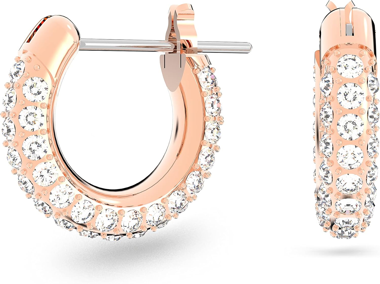 Swarovski Dextera Hoop Earrings Collection, White Crystals in a Rhodium or Rose Gold-Tone Plated Setting
