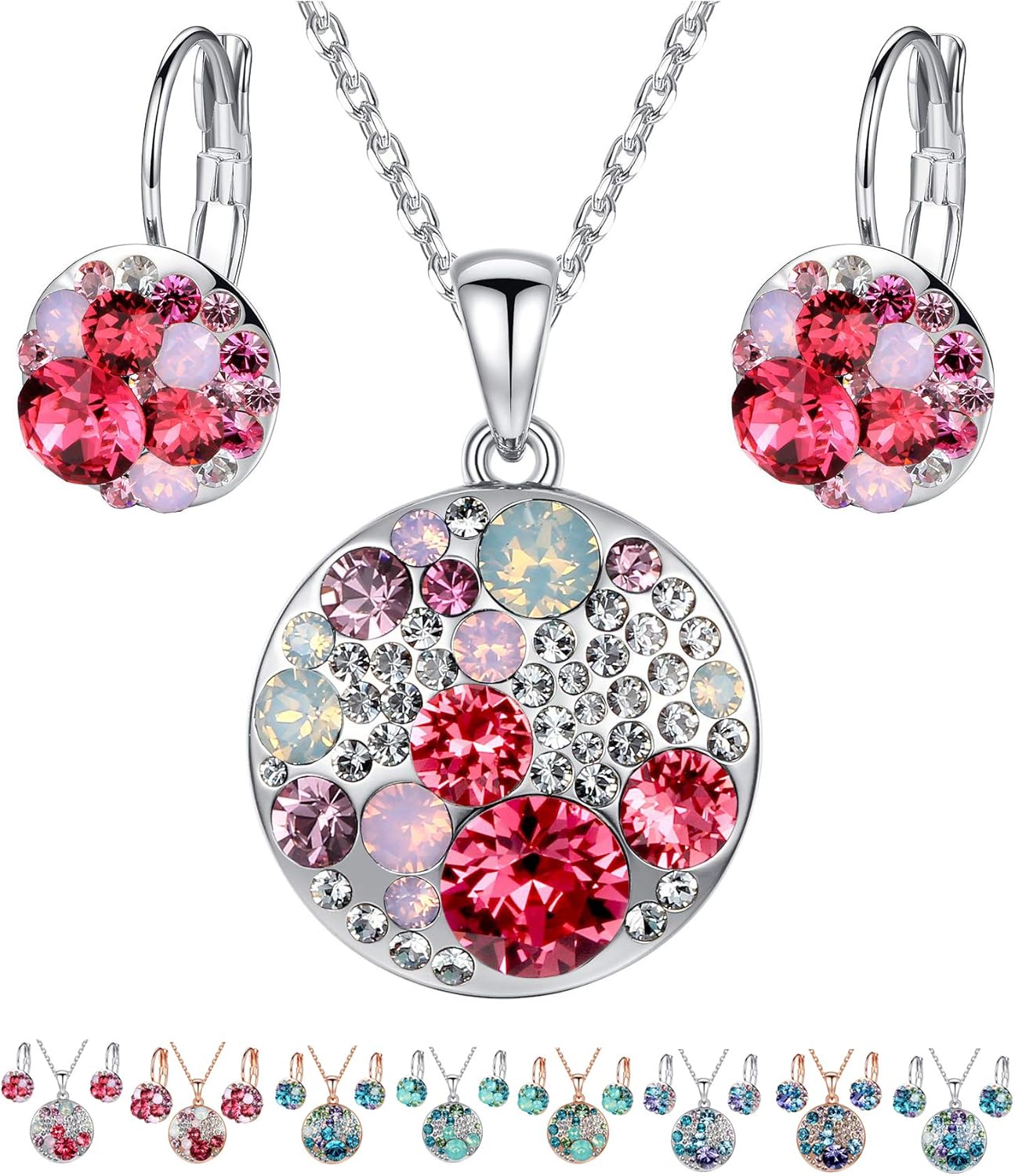 Leafael Ocean Bubble Women's Jewelry Set Made with Swarovski Crystals Costume Fashion Pendant Necklace Earring Set