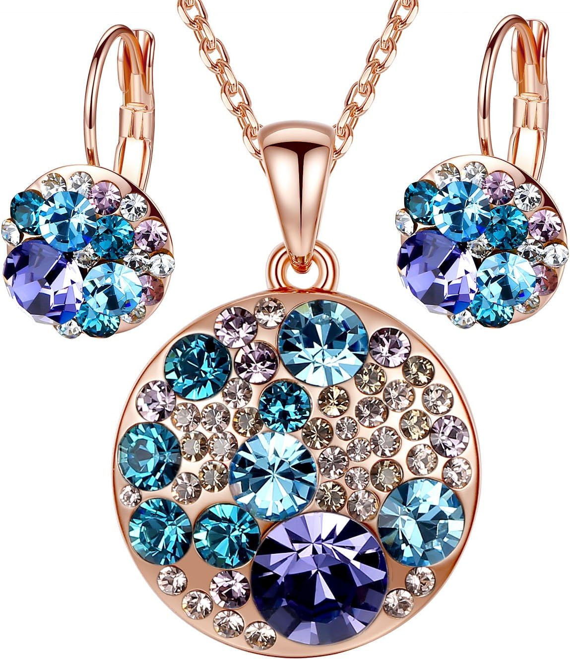 Leafael Ocean Bubble Women's Jewelry Set Made with Swarovski Crystals Costume Fashion Pendant Necklace Earring Set