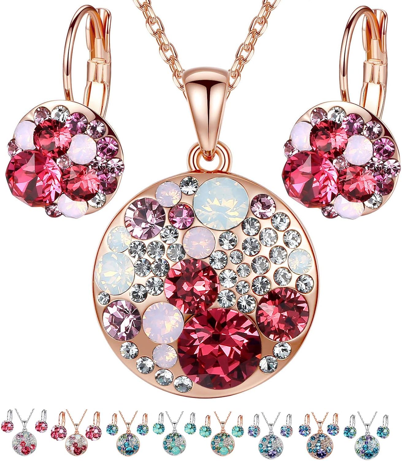 Leafael Ocean Bubble Women's Jewelry Set Made with Swarovski Crystals Costume Fashion Pendant Necklace Earring Set