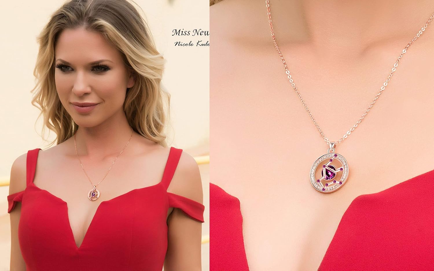 Leafael Superstar Zodiac Constellation Pendant Necklace Made with Premium Crystal Horoscope Jewelry, Gold or Rose Gold Plated, 18"+ 2"