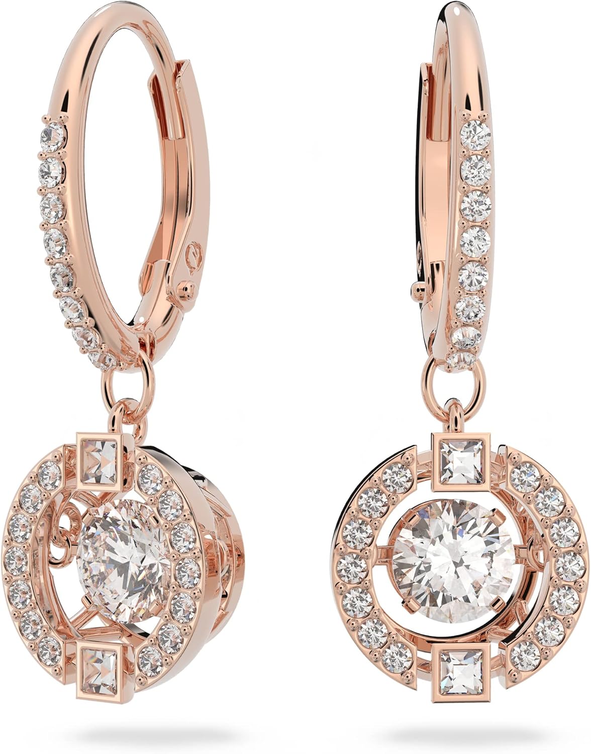 Swarovski Una Drop Earrings Collection, Pink or White Crystals in a Rose Gold-Tone Plated Setting