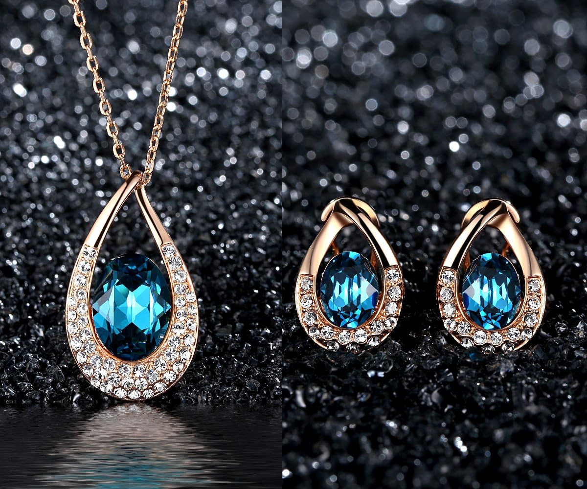 Leafael [Presented by Miss New York] Angel's Teardrop Made with Swarovski Crystals Zircon Jewelry Set Earrings Necklace