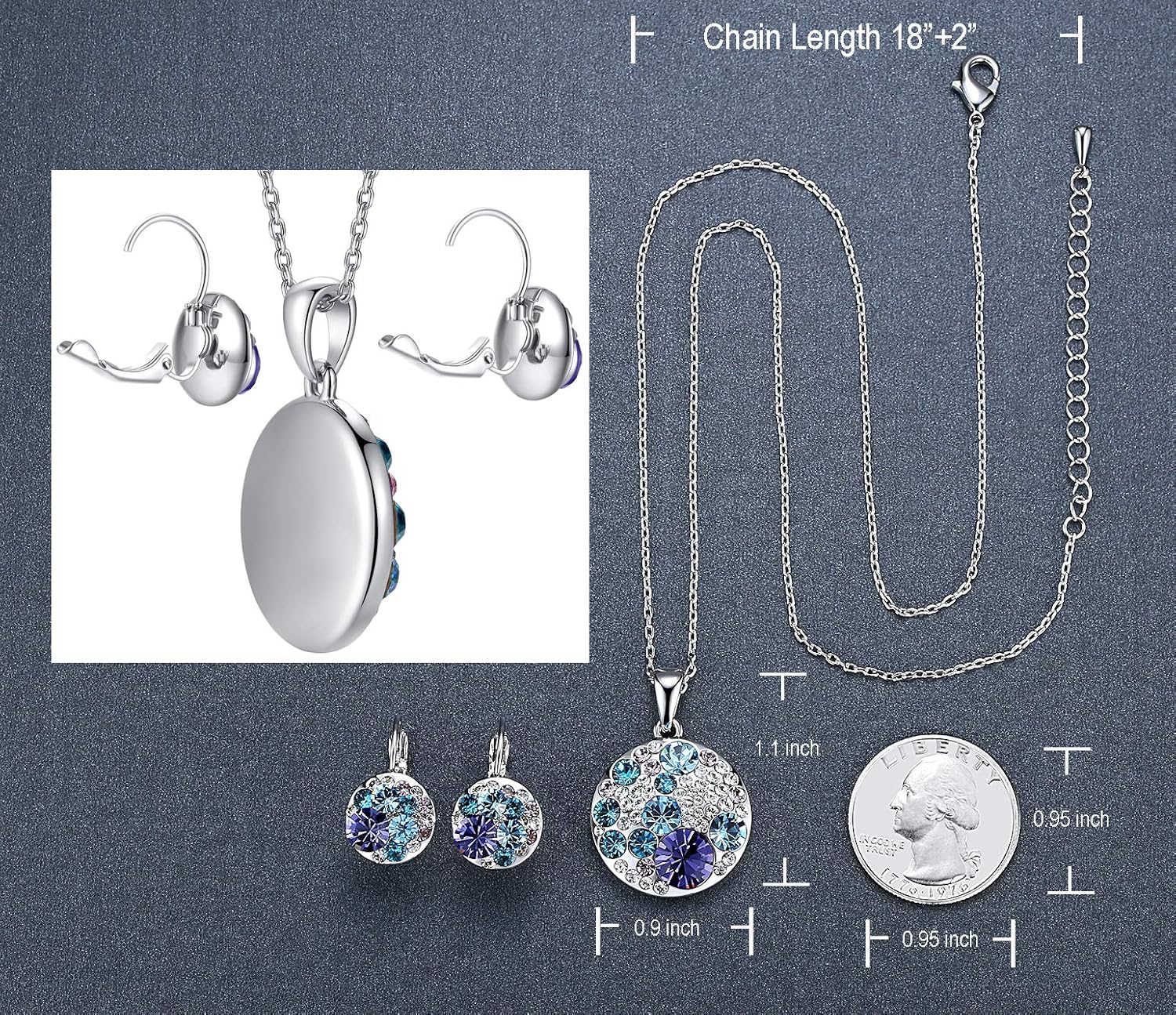 Leafael Ocean Bubble Women's Jewelry Set Made with Swarovski Crystals Costume Fashion Pendant Necklace Earring Set