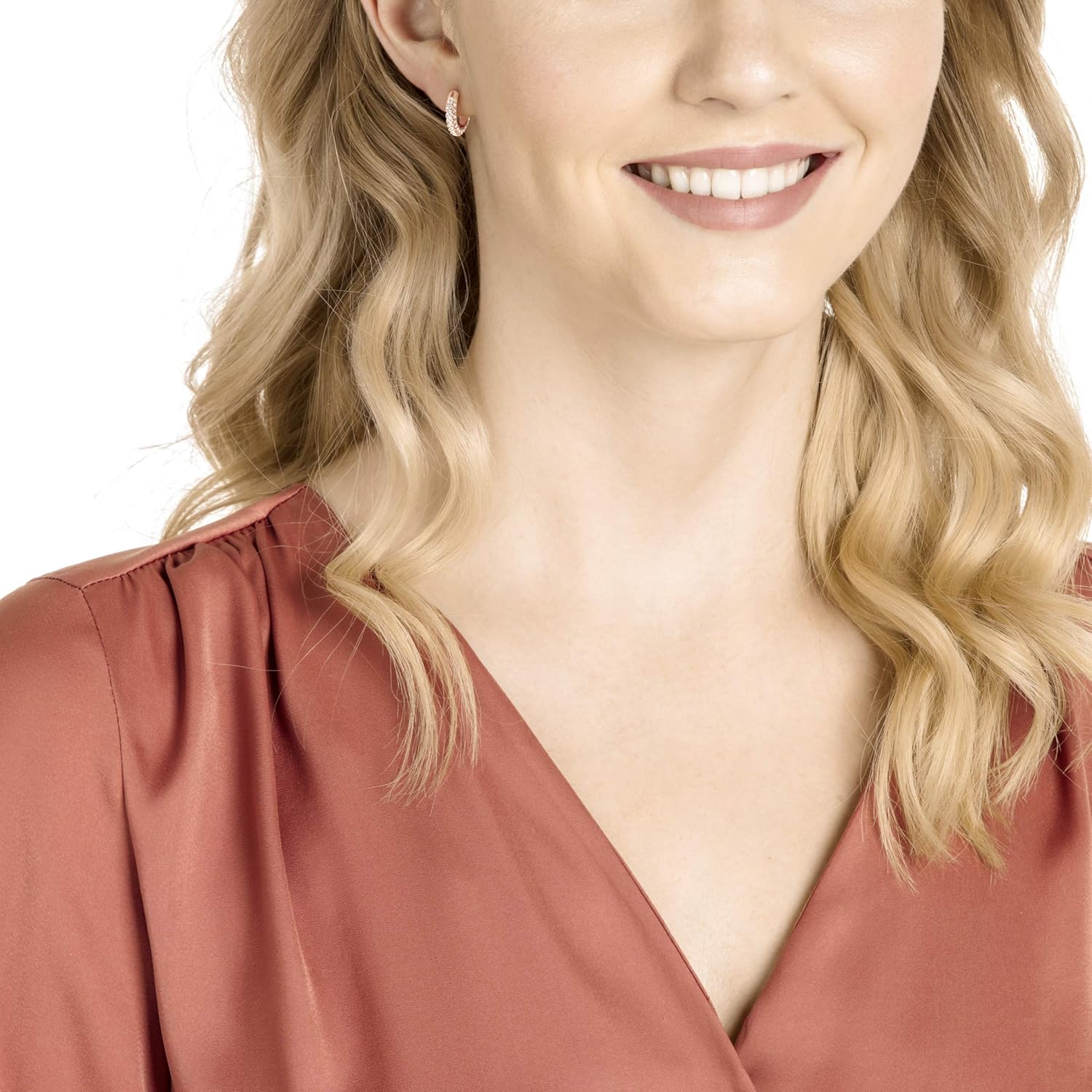 Swarovski Dextera Hoop Earrings Collection, White Crystals in a Rhodium or Rose Gold-Tone Plated Setting