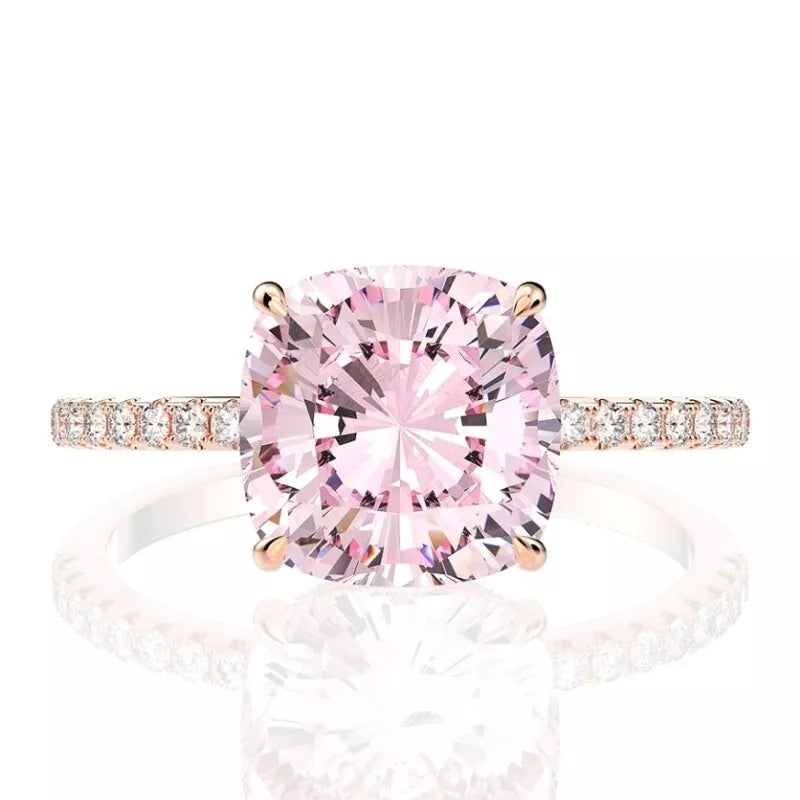 The Amour Solitaire | 4 CT Pink Moissanite in Rose Gold